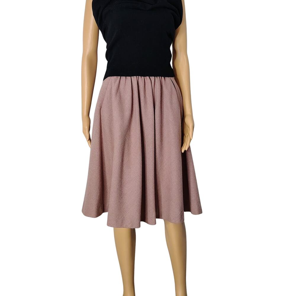70s Wool Midi Liz Claiborne Mauve Full Circle Skirt Side Pockets Size 4 Vintage